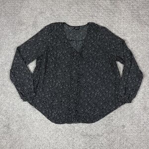 Torrid Blouse Womens 0X Black White Polka Dot Plus Top Boho Button V Neck